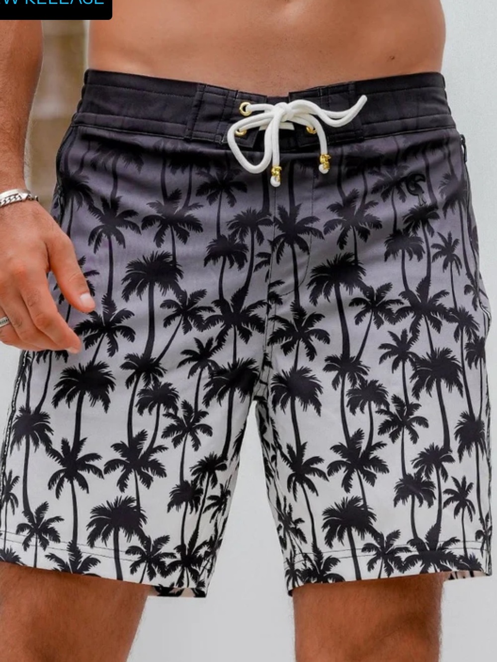 Tucann -  Men's Premium Swim Shorts FADED PALM - ONYX 7